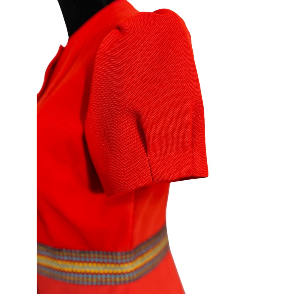Vintage 60s Teena‎ Paige Red Dress Button Down Mini Shift Dress Short Sleeve - Picture 7 of 16